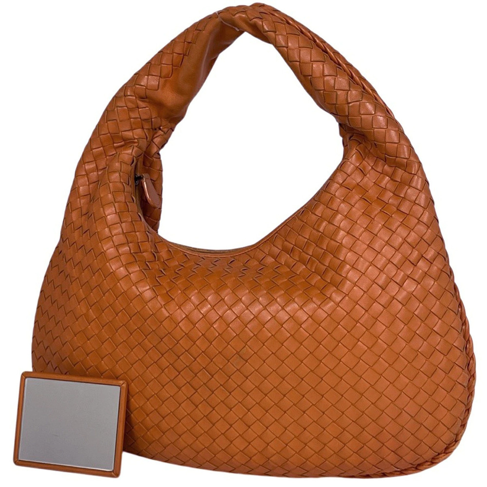 Bottega Veneta Intrecciato Shoulder Bag Hobo Handbag Leather Orange